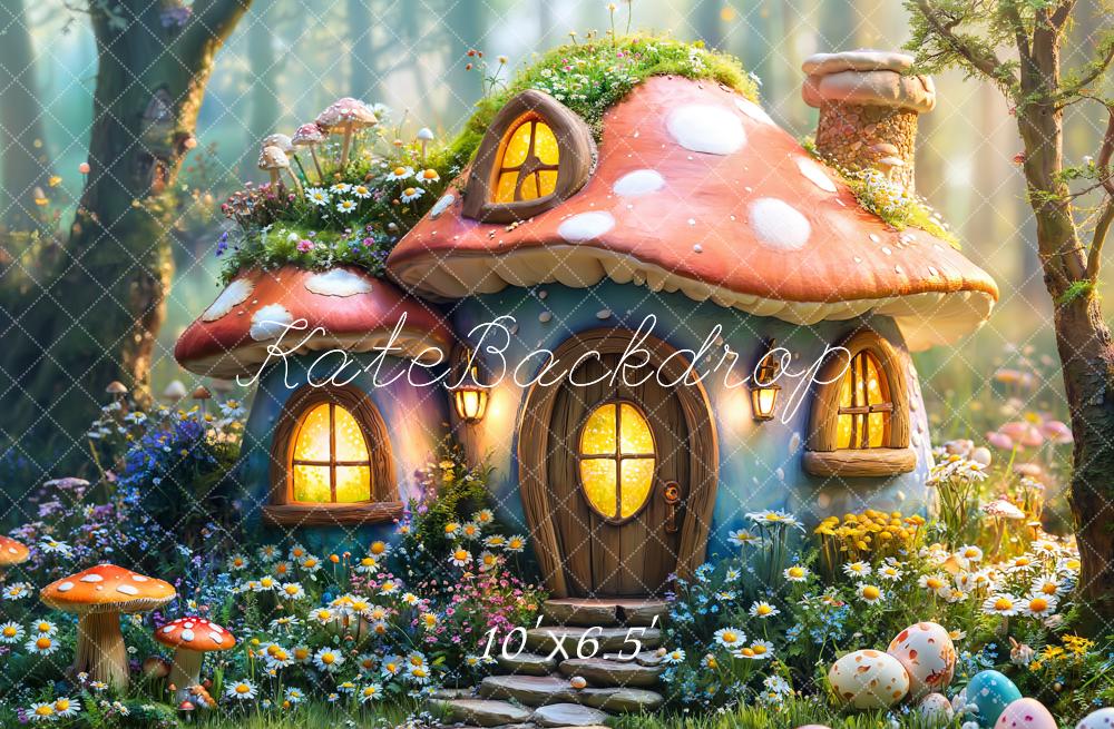 Kate Pâques Fée Maison Champignon Forêt Toile de fond conçue par Emetselch - Kate Backdrop FR