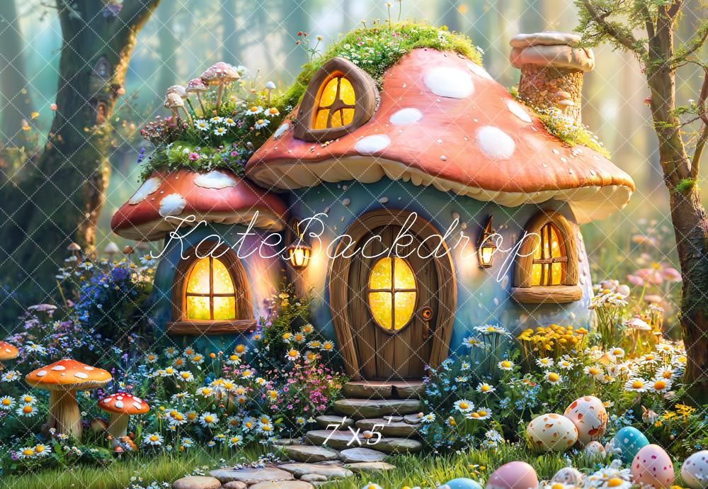 Kate Pâques Fée Maison Champignon Forêt Toile de fond conçue par Emetselch - Kate Backdrop FR