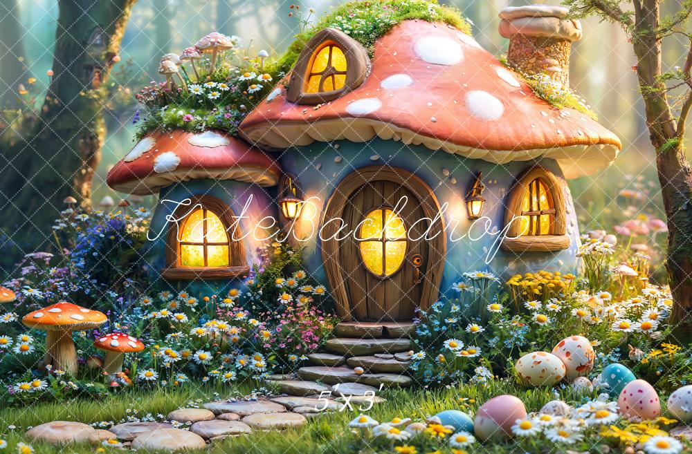 Kate Pâques Fée Maison Champignon Forêt Toile de fond conçue par Emetselch - Kate Backdrop FR