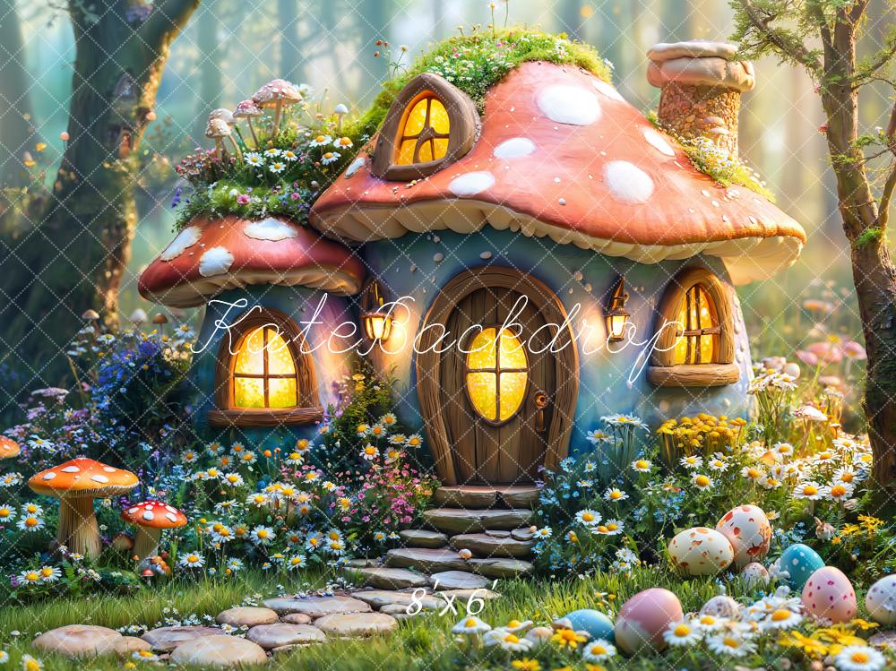 Kate Pâques Fée Maison Champignon Forêt Toile de fond conçue par Emetselch - Kate Backdrop FR