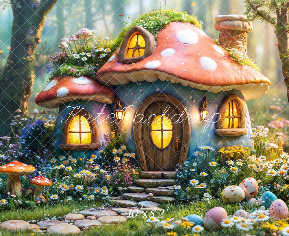 Kate Pâques Fée Maison Champignon Forêt Toile de fond conçue par Emetselch - Kate Backdrop FR