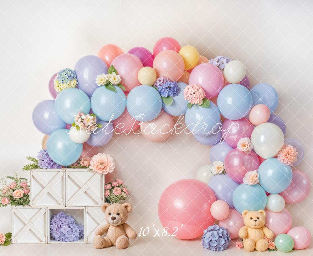 Kate Cake Smash Pastel Ballon Fleur Arche Toile de fond conçue par Emetselch - Kate Backdrop FR