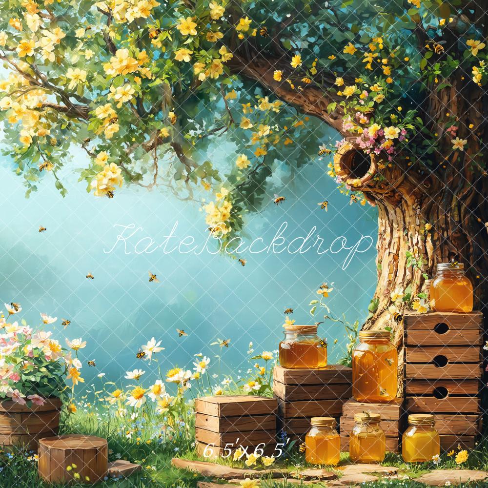 Kate Printemps Miel Abeille Arbre Nid d'abeille Toile de fond conçue par Emetselch - Kate Backdrop FR