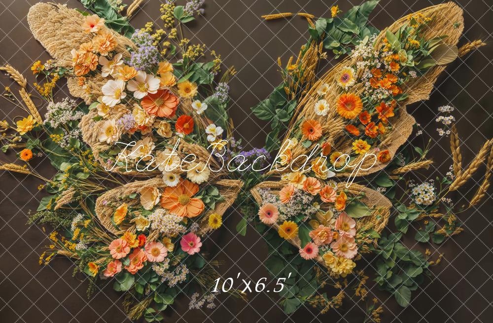 Kate Nouveau-né Fleurs Papillon Ailes Mue/Sol Toile de fond conçue par Emetselch - Kate Backdrop FR