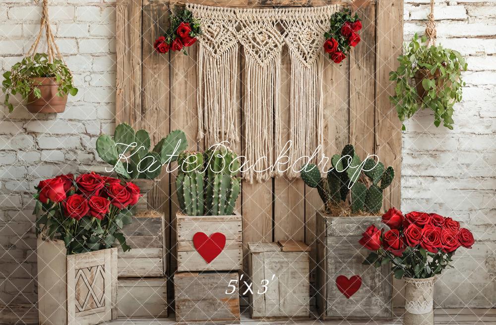 Kate Saint Valentin Bohème Cactus Rustique Toile de fond conçue par Emetselch - Kate Backdrop FR