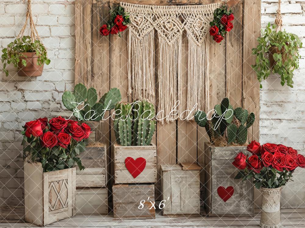 Kate Saint Valentin Bohème Cactus Rustique Toile de fond conçue par Emetselch - Kate Backdrop FR