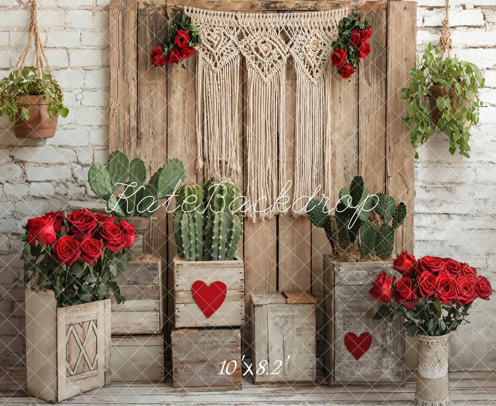 Kate Saint Valentin Bohème Cactus Rustique Toile de fond conçue par Emetselch - Kate Backdrop FR