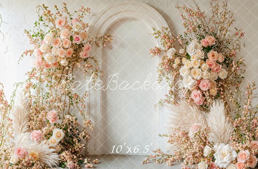 Kate Fleurs Mariage Arche Bohème Doux Toile de fond conçue par Emetselch - Kate Backdrop FR