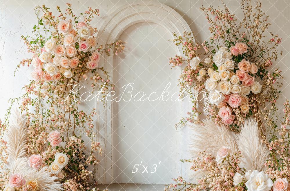 Kate Fleurs Mariage Arche Bohème Doux Toile de fond conçue par Emetselch - Kate Backdrop FR