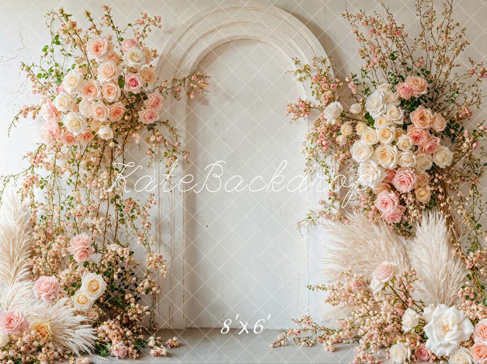Kate Fleurs Mariage Arche Bohème Doux Toile de fond conçue par Emetselch - Kate Backdrop FR