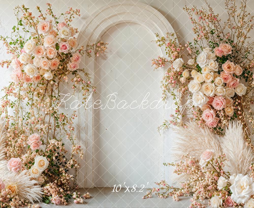 Kate Fleurs Mariage Arche Bohème Doux Toile de fond conçue par Emetselch - Kate Backdrop FR