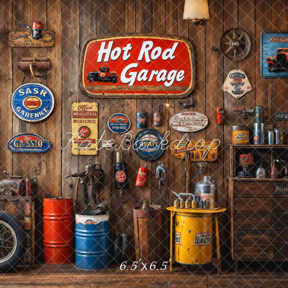 Kate Garage Vintage Mur en Bois Toile de fond conçue par Emetselch - Kate Backdrop FR