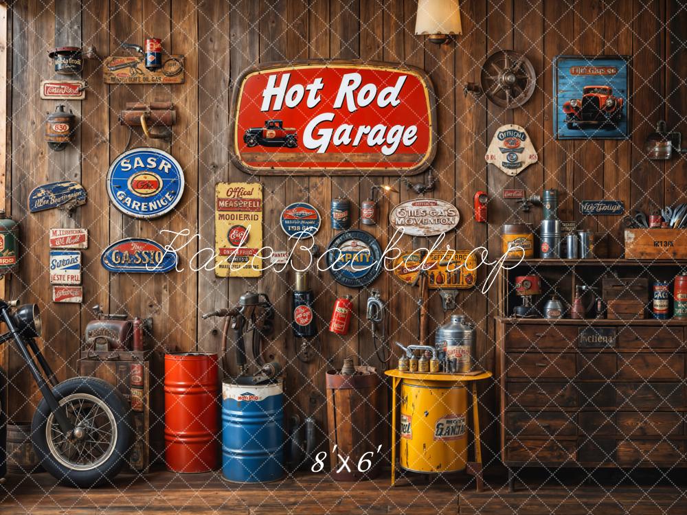 Kate Garage Vintage Mur en Bois Toile de fond conçue par Emetselch - Kate Backdrop FR