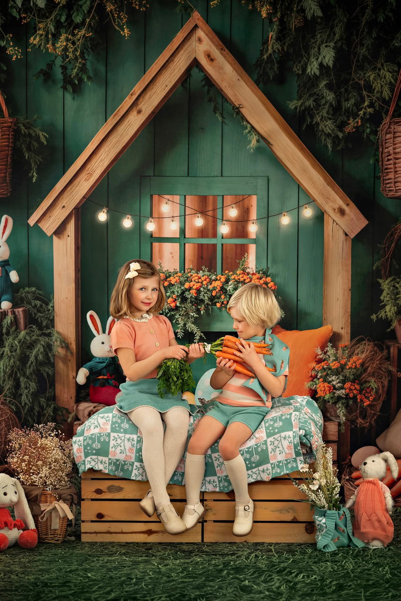 Kate Pâques Lapin Maison Jardin Vert Toile de fond conçue par Emetselch - Kate Backdrop FR