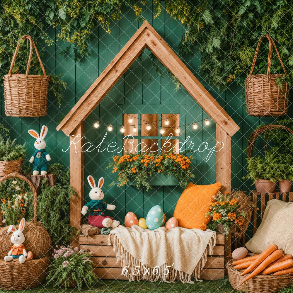 Kate Pâques Lapin Maison Jardin Vert Toile de fond conçue par Emetselch - Kate Backdrop FR