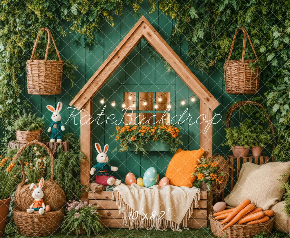 Kate Pâques Lapin Maison Jardin Vert Toile de fond conçue par Emetselch - Kate Backdrop FR