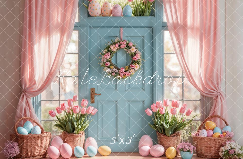 Kate Pâques Tulipes Œufs Porte Rideaux Toile de fond conçue par Emetselch - Kate Backdrop FR