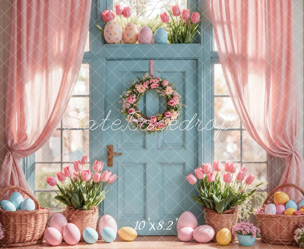 Kate Pâques Tulipes Œufs Porte Rideaux Toile de fond conçue par Emetselch - Kate Backdrop FR
