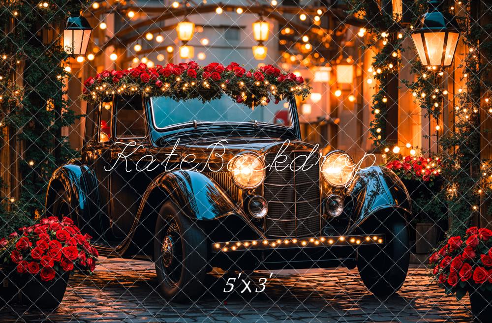 Kate Saint Valentin Voiture Roses Lumière Toile de fond conçue par Emetselch - Kate Backdrop FR