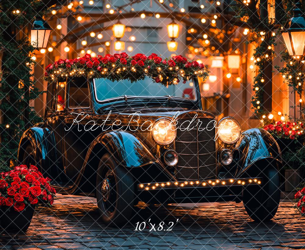 Kate Saint Valentin Voiture Roses Lumière Toile de fond conçue par Emetselch - Kate Backdrop FR