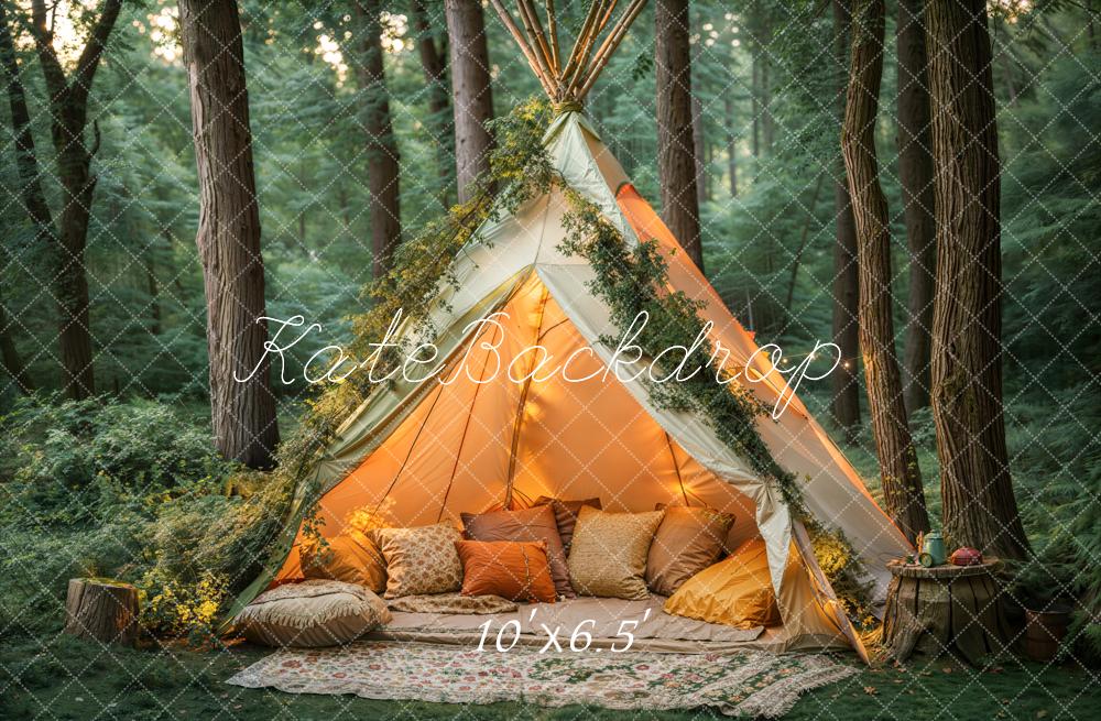 Kate Forêt Tente Oreillers Camping Toile de fond conçue par Emetselch - Kate Backdrop FR