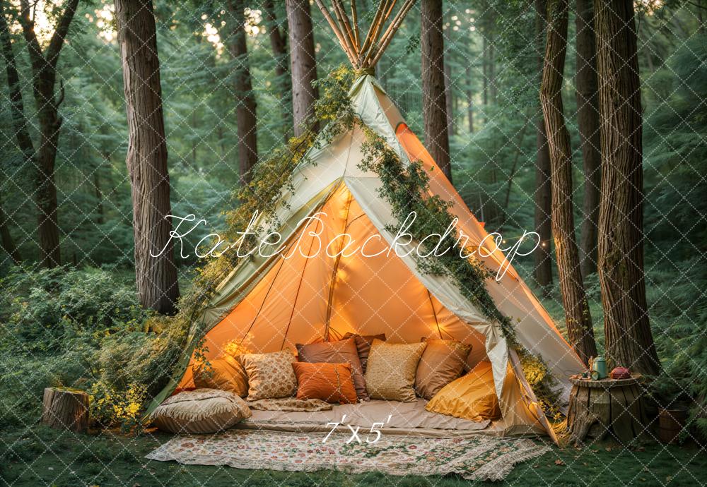 Kate Forêt Tente Oreillers Camping Toile de fond conçue par Emetselch - Kate Backdrop FR