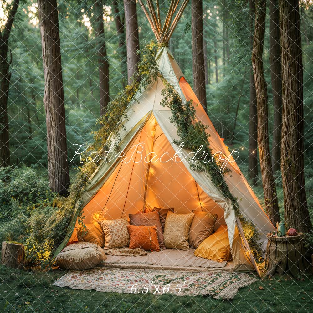 Kate Forêt Tente Oreillers Camping Toile de fond conçue par Emetselch - Kate Backdrop FR