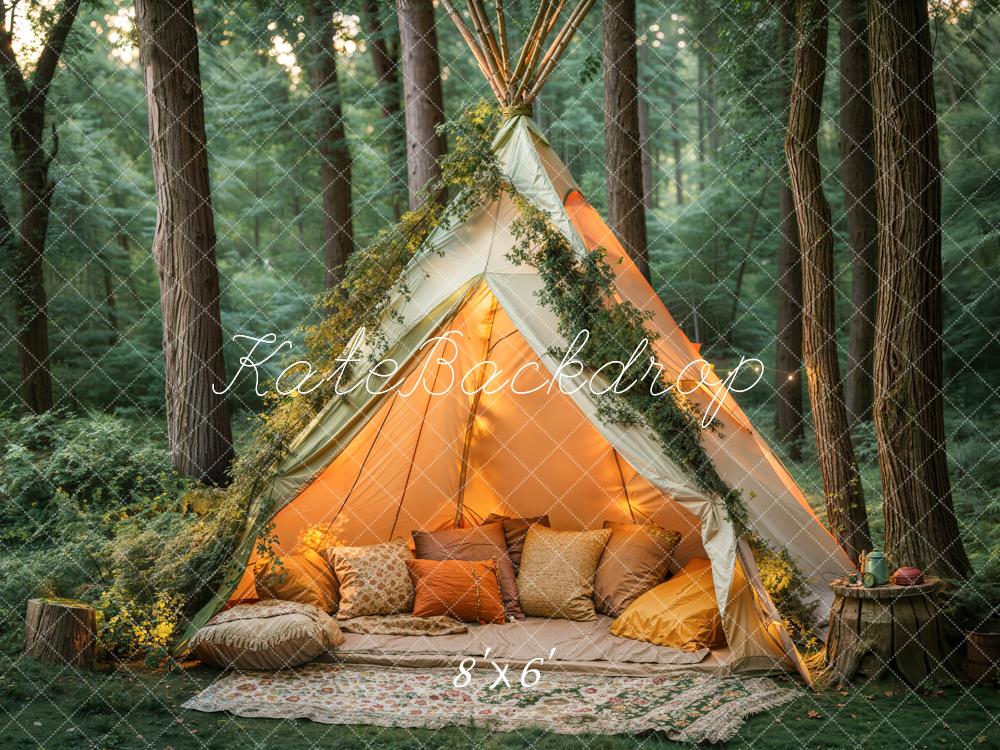 Kate Forêt Tente Oreillers Camping Toile de fond conçue par Emetselch - Kate Backdrop FR