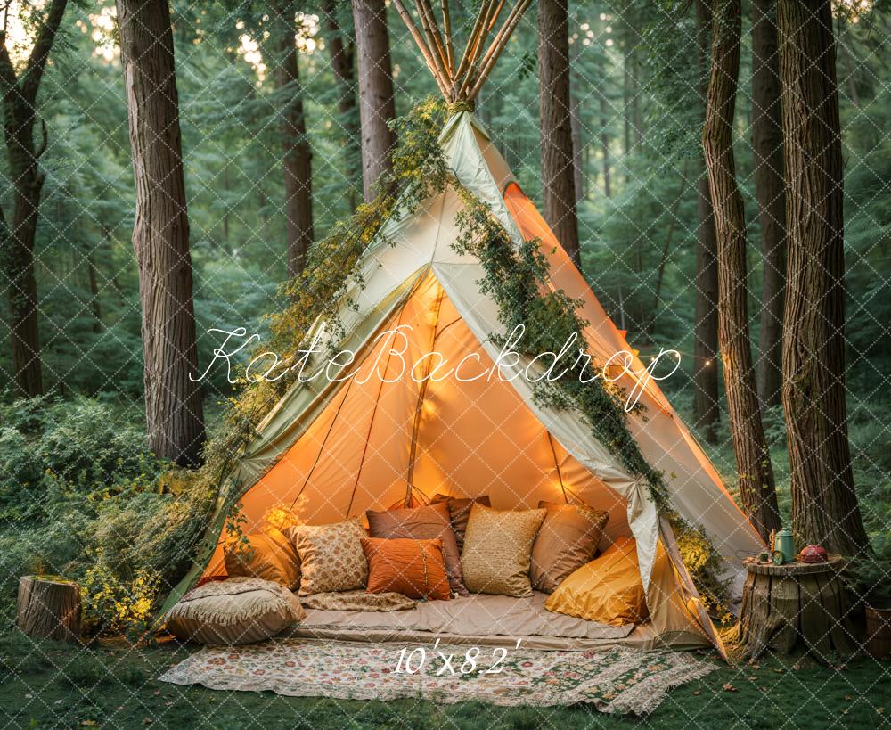 Kate Forêt Tente Oreillers Camping Toile de fond conçue par Emetselch - Kate Backdrop FR