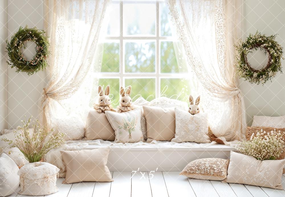 Kate Pâques Lapin Fenêtre Canapé Blanc Toile de fond conçue par Emetselch - Kate Backdrop FR