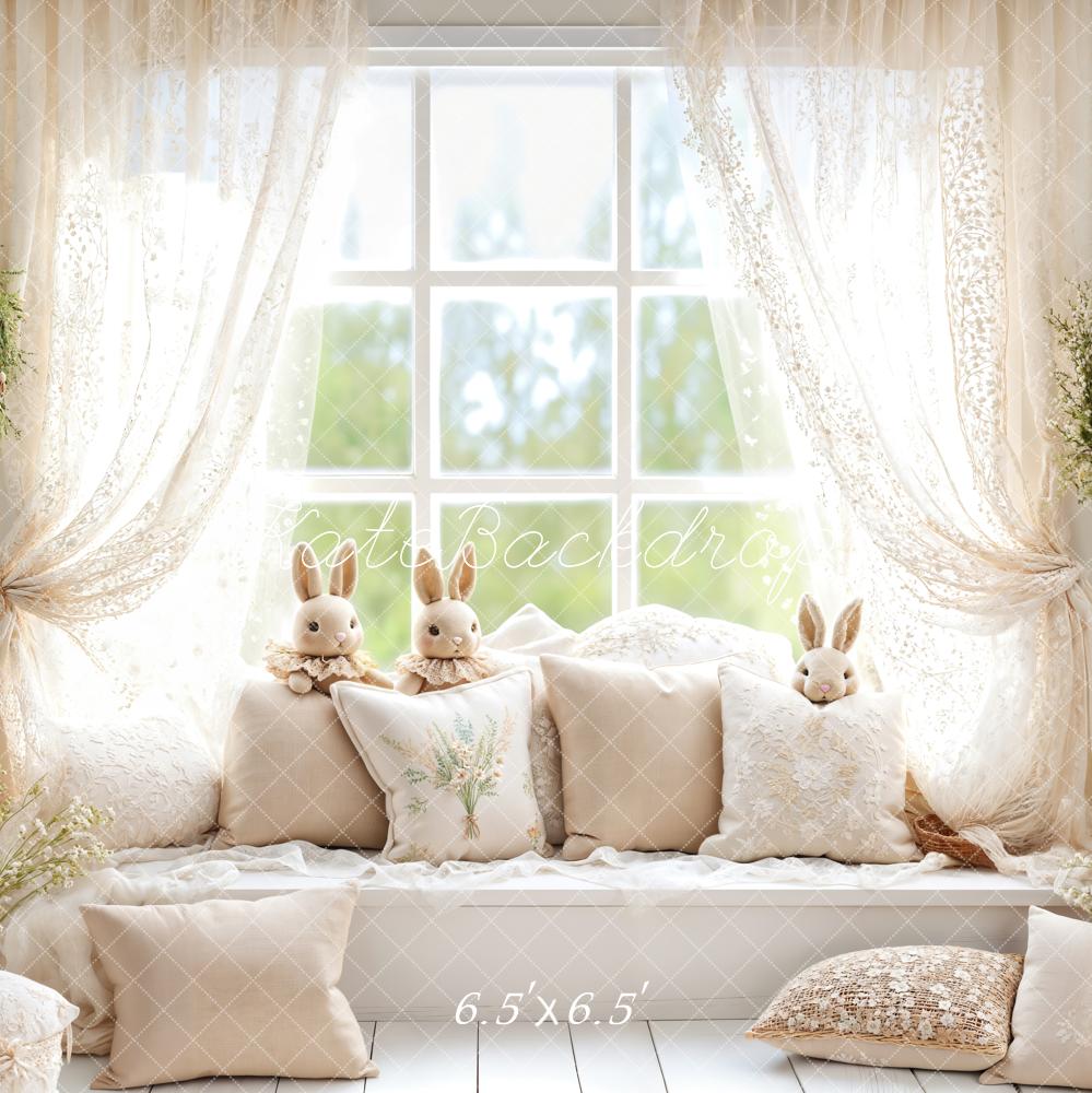 Kate Pâques Lapin Fenêtre Canapé Blanc Toile de fond conçue par Emetselch - Kate Backdrop FR