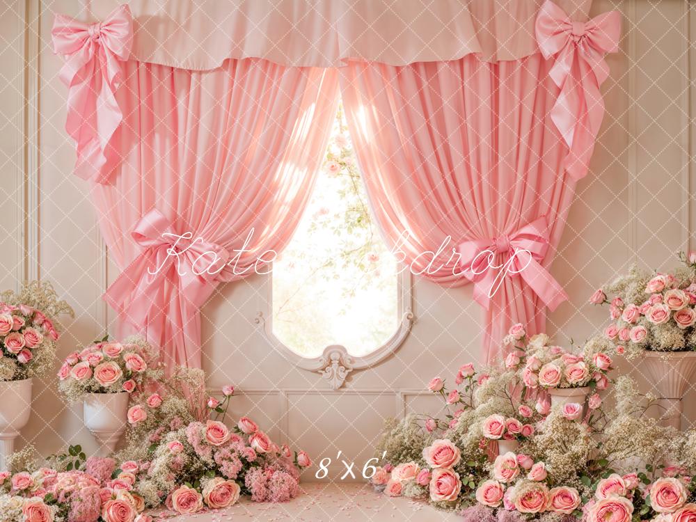 Kate Fleurs Rose Fenêtre Rideau Nœud Toile de fond conçue par Emetselch - Kate Backdrop FR