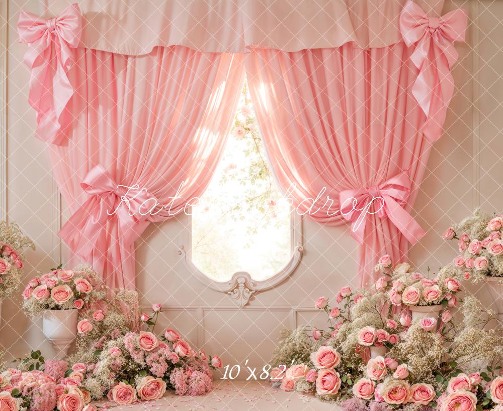 Kate Fleurs Rose Fenêtre Rideau Nœud Toile de fond conçue par Emetselch - Kate Backdrop FR