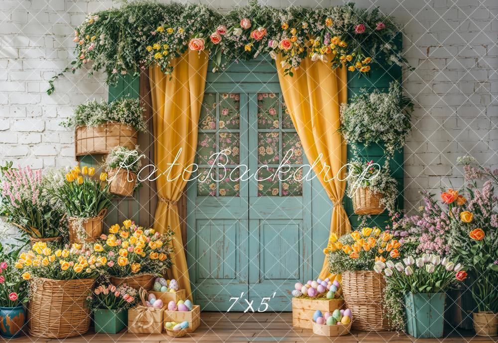 Kate Pâques Œufs Fleurs Porte Rideau Toile de fond conçue par Emetselch - Kate Backdrop FR