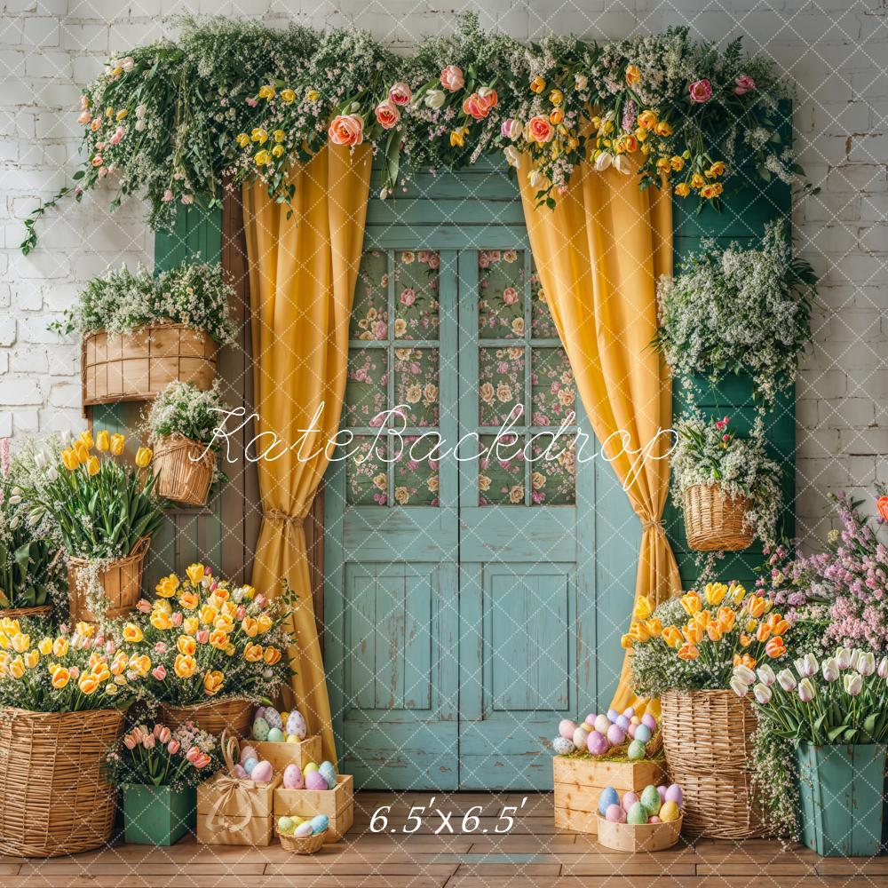 Kate Pâques Œufs Fleurs Porte Rideau Toile de fond conçue par Emetselch - Kate Backdrop FR