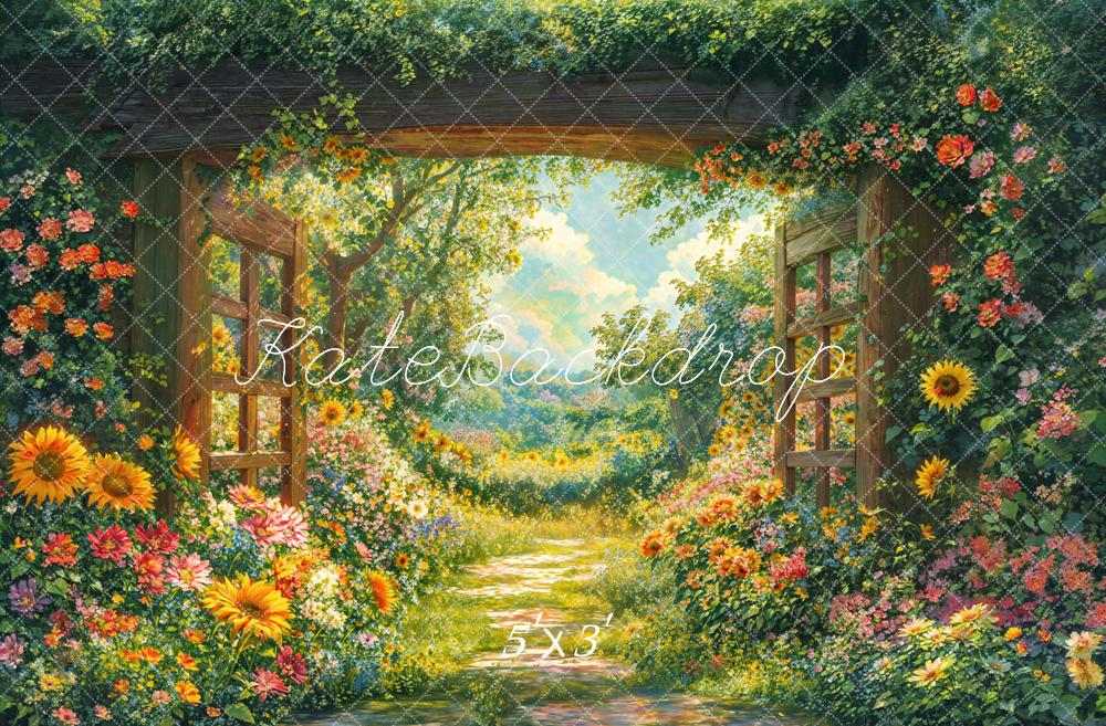 Kate Printemps Jardin Fleurs Chemin Toile de fond conçue par Emetselch - Kate Backdrop FR
