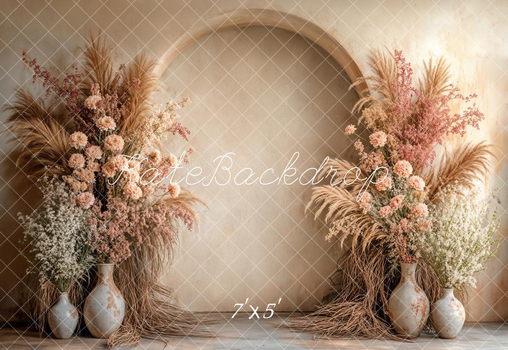 Kate Bohème Fleurs Arche Beige Toile de fond conçue par Emetselch - Kate Backdrop FR