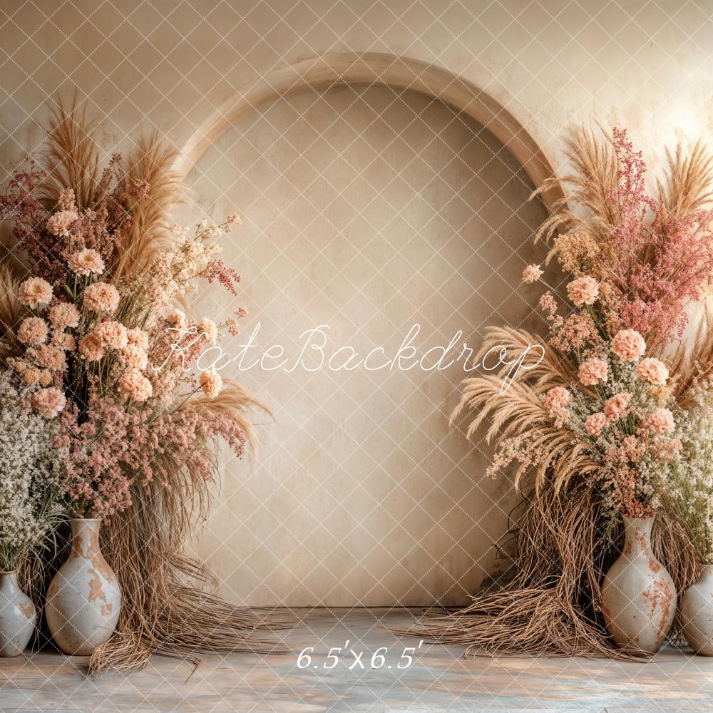 Kate Bohème Fleurs Arche Beige Toile de fond conçue par Emetselch - Kate Backdrop FR