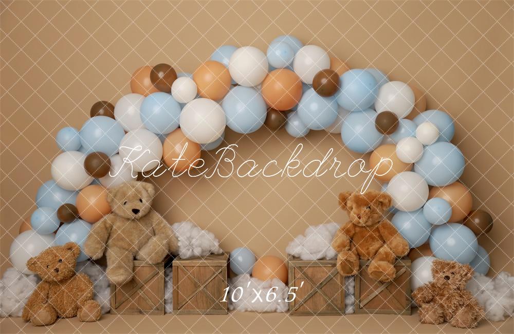 Kate Arche Ballons Ours en peluche Anniversaire Toile de fond conçu par Melissa King - Kate Backdrop FR