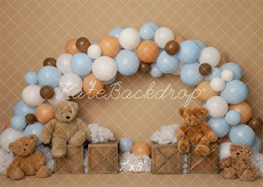 Kate Arche Ballons Ours en peluche Anniversaire Toile de fond conçu par Melissa King - Kate Backdrop FR