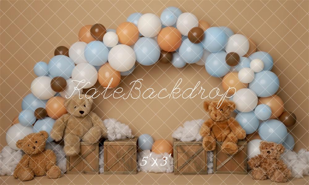 Kate Arche Ballons Ours en peluche Anniversaire Toile de fond conçu par Melissa King - Kate Backdrop FR