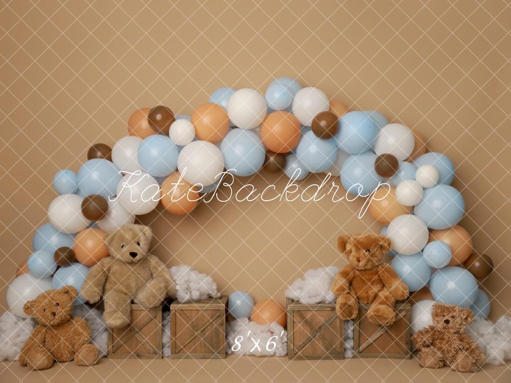 Kate Arche Ballons Ours en peluche Anniversaire Toile de fond conçu par Melissa King - Kate Backdrop FR