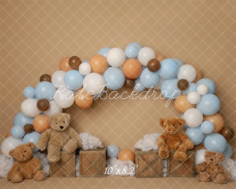Kate Arche Ballons Ours en peluche Anniversaire Toile de fond conçu par Melissa King - Kate Backdrop FR