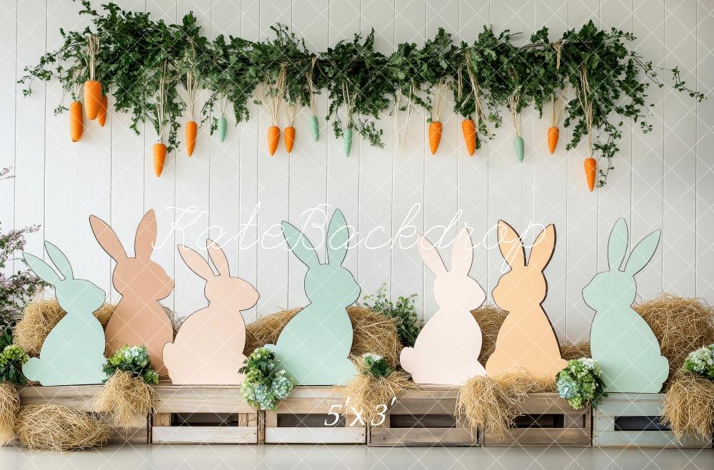 Kate Pâques Silhouettes de Lapin Carotte Toile de fond conçue par Patty Roberts - Kate Backdrop FR