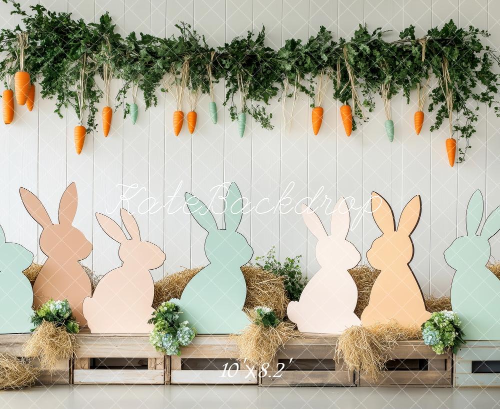 Kate Pâques Silhouettes de Lapin Carotte Toile de fond conçue par Patty Roberts - Kate Backdrop FR