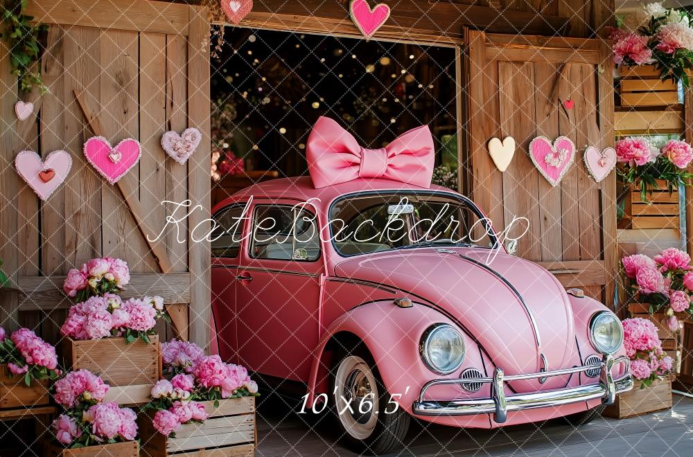 Kate Voiture Vintage Rose Saint-Valentin Toile de fond conçue par Patty Roberts - Kate Backdrop FR
