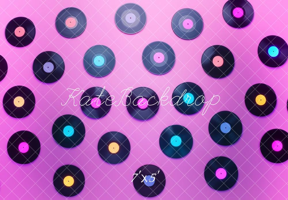 Kate Rétro Vinyle Disco Violet Toile de fond conçue par Patty Roberts - Kate Backdrop FR