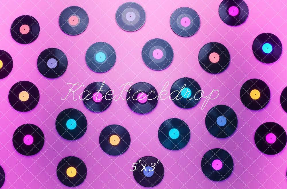 Kate Rétro Vinyle Disco Violet Toile de fond conçue par Patty Roberts - Kate Backdrop FR
