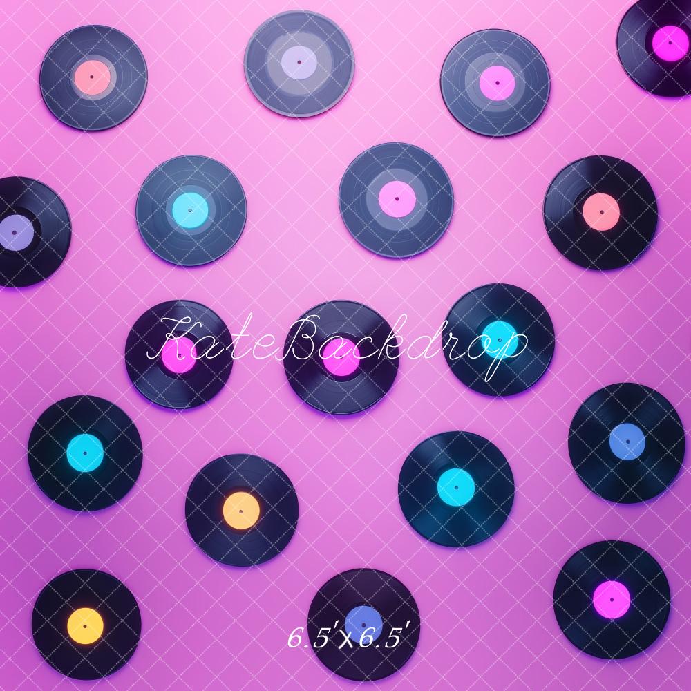 Kate Rétro Vinyle Disco Violet Toile de fond conçue par Patty Roberts - Kate Backdrop FR