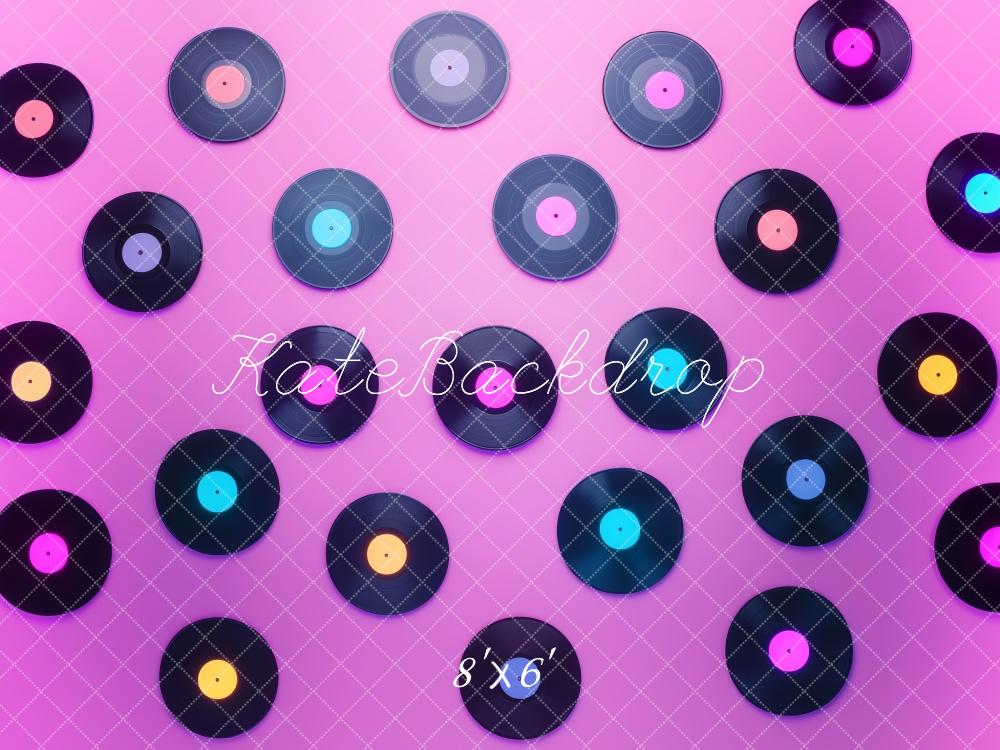 Kate Rétro Vinyle Disco Violet Toile de fond conçue par Patty Roberts - Kate Backdrop FR